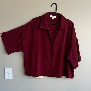 Elegant Maroon Button-Down Shirt for Women